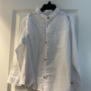 Zara White Toddler Boy Shirt with Wooden Buttons 4/5